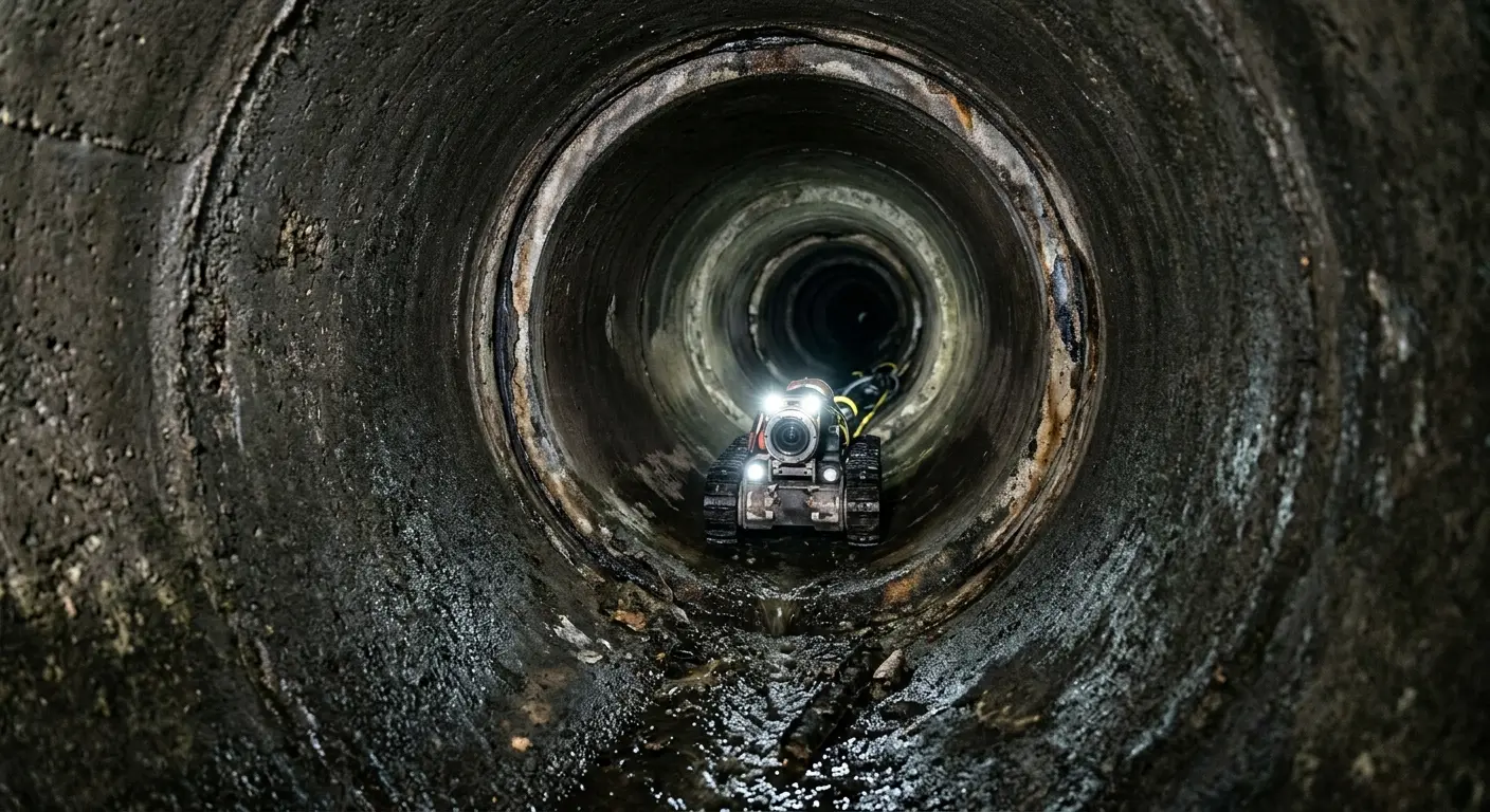 Robotic sewer camera inspecting pipe interior for Drain Snake Service in Hampshire